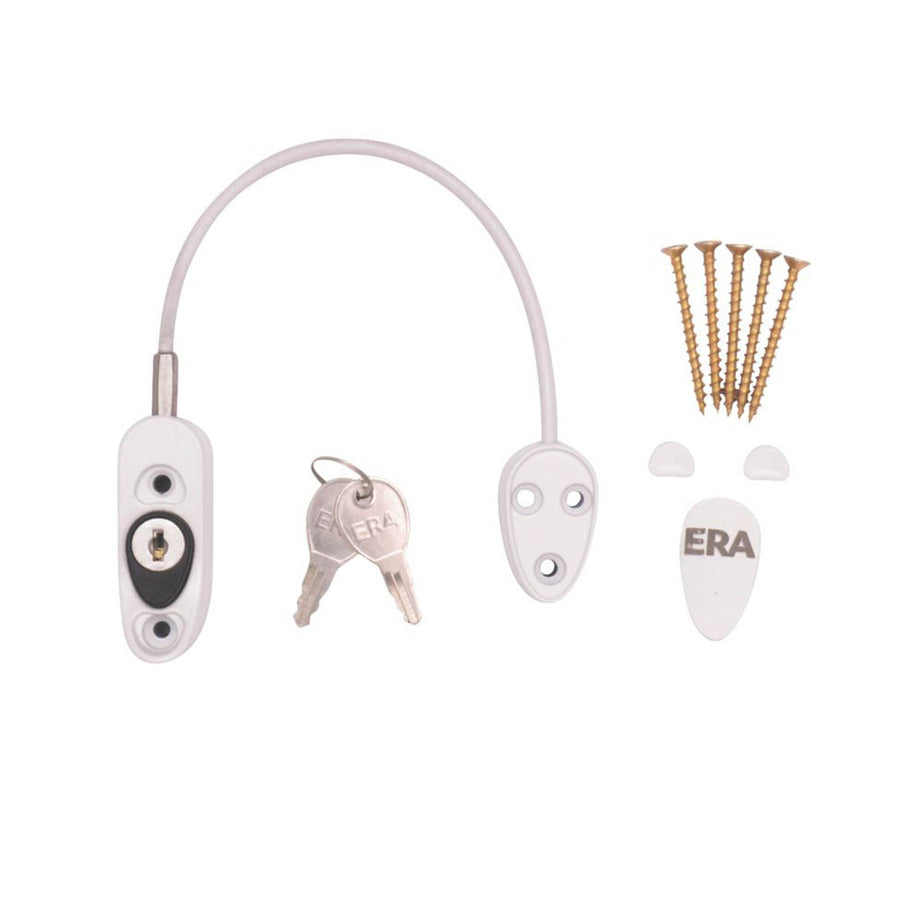 ERA Window Safety Locking Restrictor LH RH White Zinc Alloy Universal 89mm - Image 1