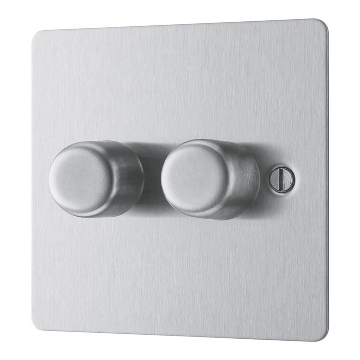 LAP  2-Gang 2-Way LED Dimmer Switch  Brushed Steel with Colour-Matched Inserts - Image 1