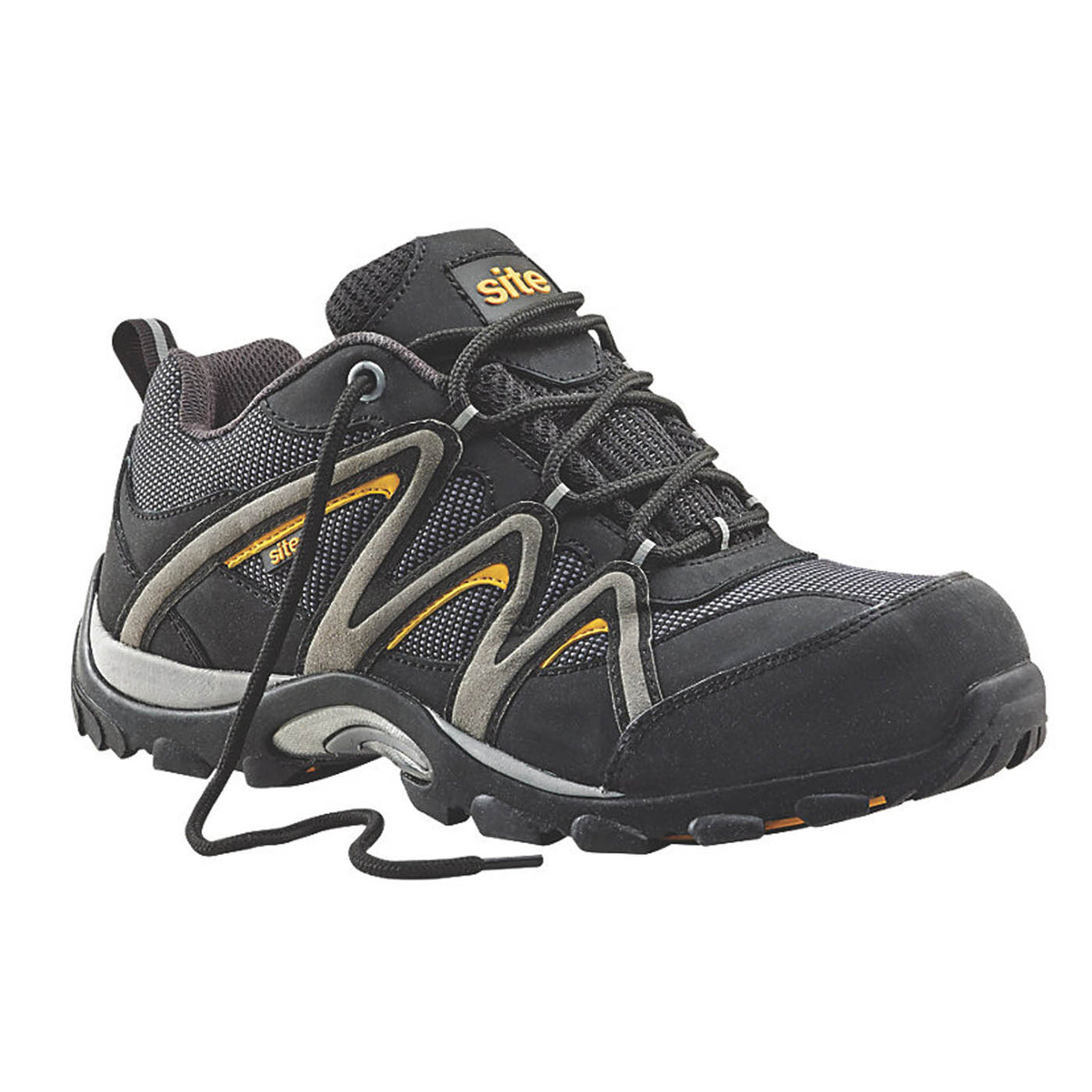 Site Safety Trainers Mens Standard Fit Black Leather Steel Toe Cap Shoes Size 10 - Image 1