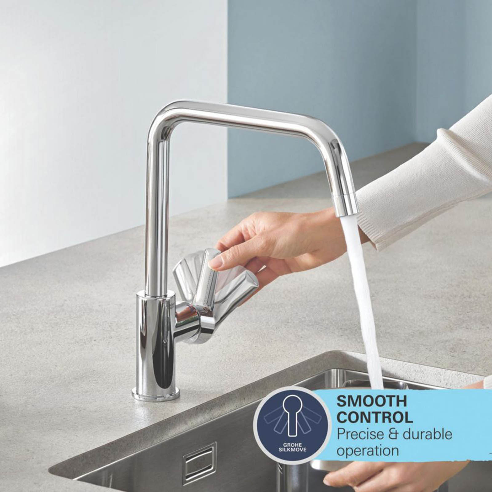 Grohe Kitchen Sink Tap Mixer Supersteel Single Lever Pull Out Spout Faucet - Image 4