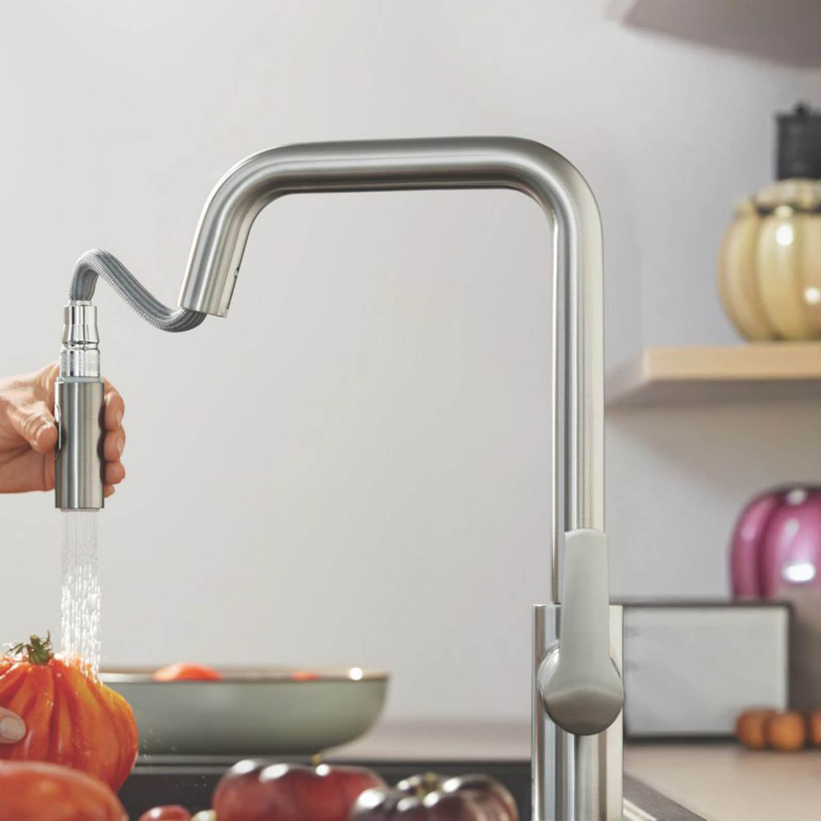 Grohe Kitchen Sink Tap Mixer Supersteel Single Lever Pull Out Spout Faucet - Image 5