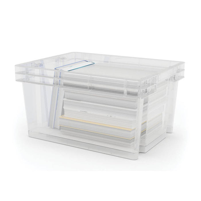 Essentials Storage Boxes Small 15Ltr Transparent Stackable Compact 4 Pack - Image 3