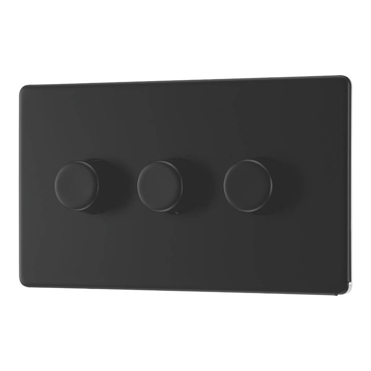 Lap LED Dimmer Switch Lighting 3 Gang 2 Way Matt Black Screwless Flat Indoor - Image 1