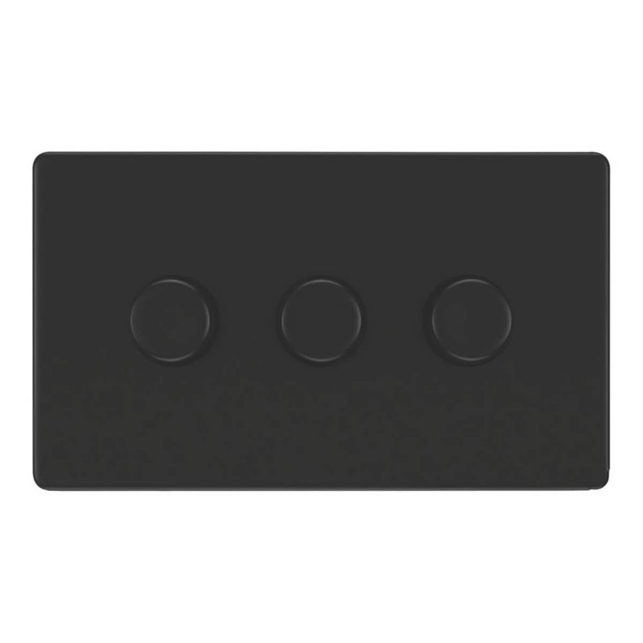 Lap LED Dimmer Switch Lighting 3 Gang 2 Way Matt Black Screwless Flat Indoor - Image 2