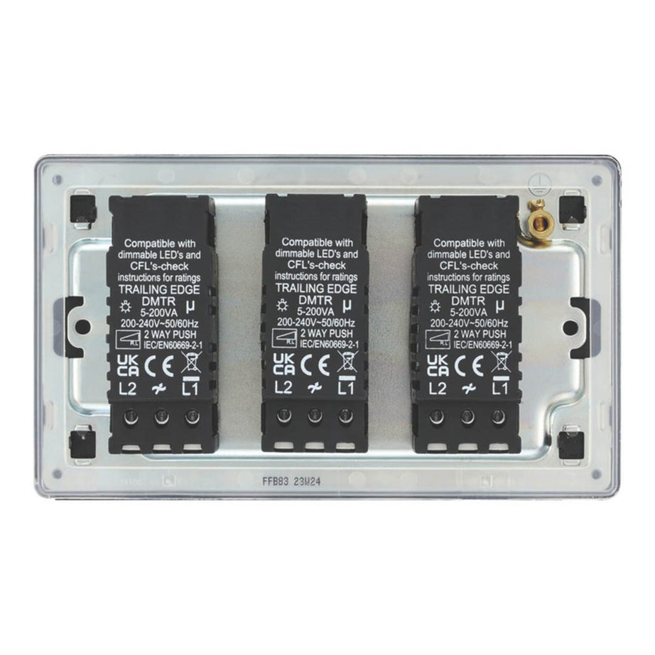 Lap LED Dimmer Switch Lighting 3 Gang 2 Way Matt Black Screwless Flat Indoor - Image 3