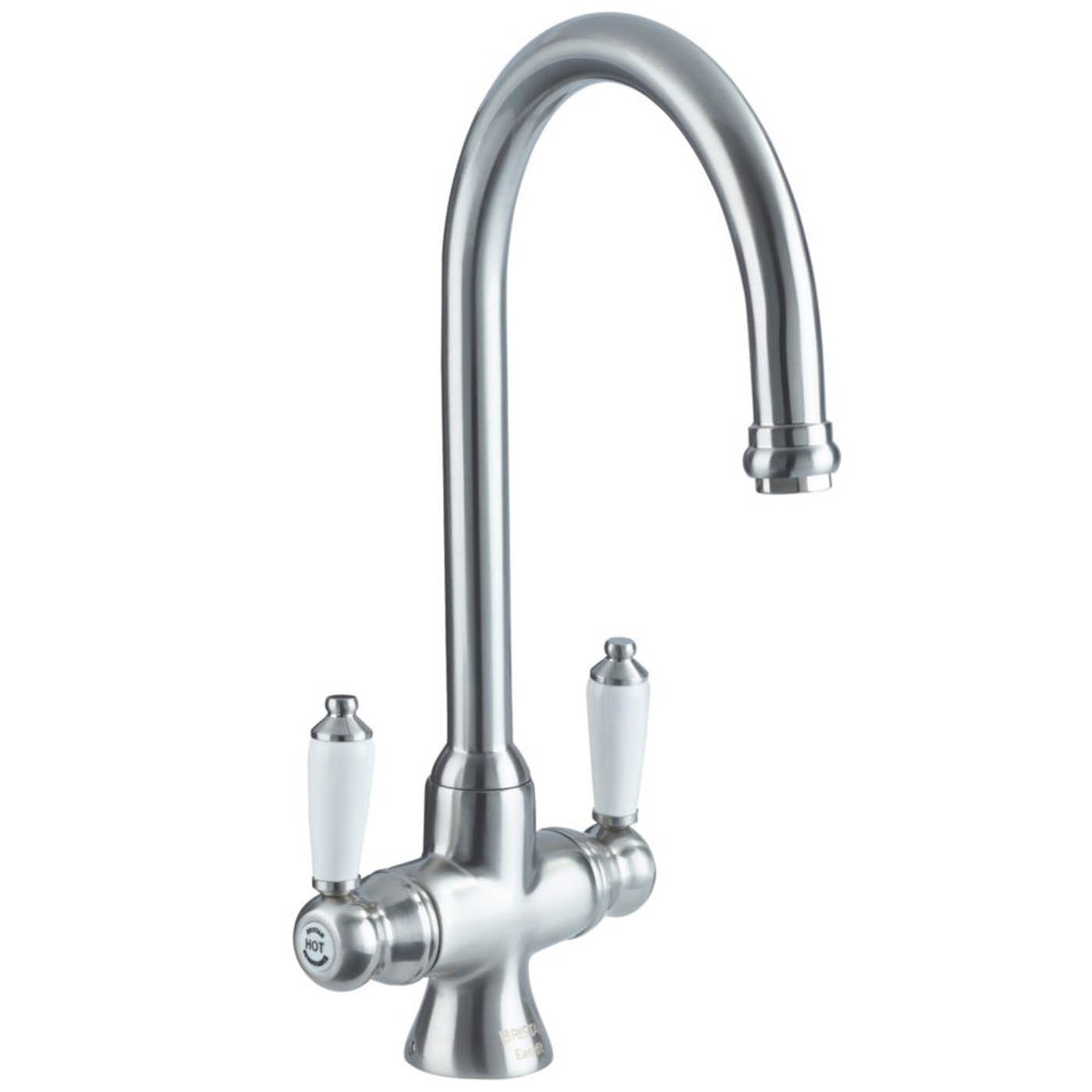 Bristan Kitchen Sink Mixer Tap Easyfit Twin Lever Brushed Nickel Traditional - Image 1