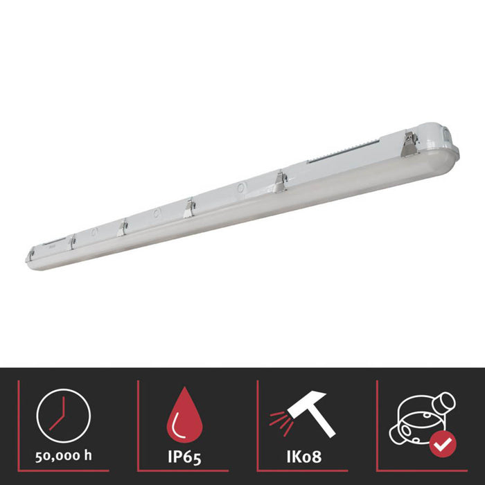 Lexco Single Batten 5ft LED Variable White Polycarbonate White Dimmable 55 W - Image 2