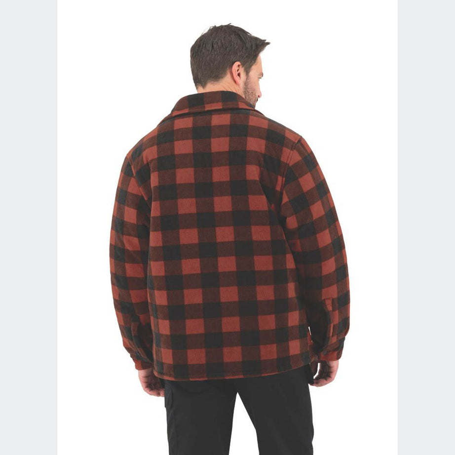 Site Mens Shirt Jacket Fleece Lined 2 Pockets Red Black X Large 52" Chest - Image 5