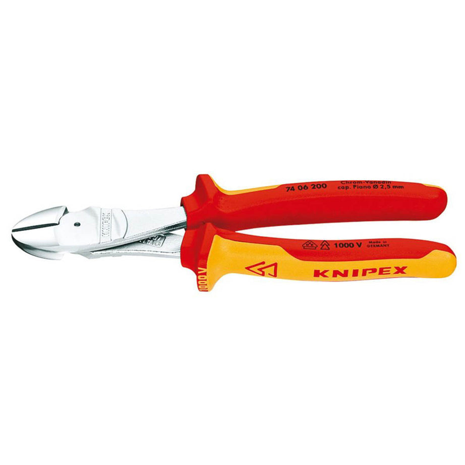 Knipex Diagonal Cutting Pliers VDE High Leverage Hardened Steel Jaws 8" (200mm) - Image 1