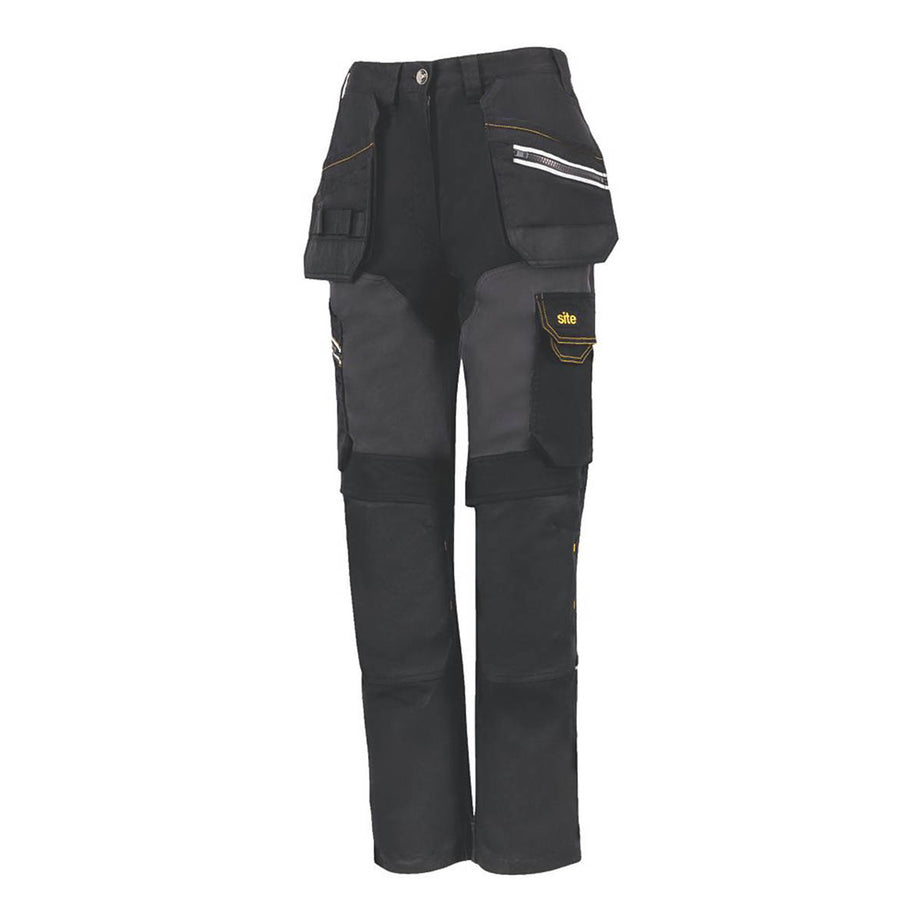Site Work Trousers Womens Regular Fit Black Grey Multi Pockets Size 10 31"L - Image 1