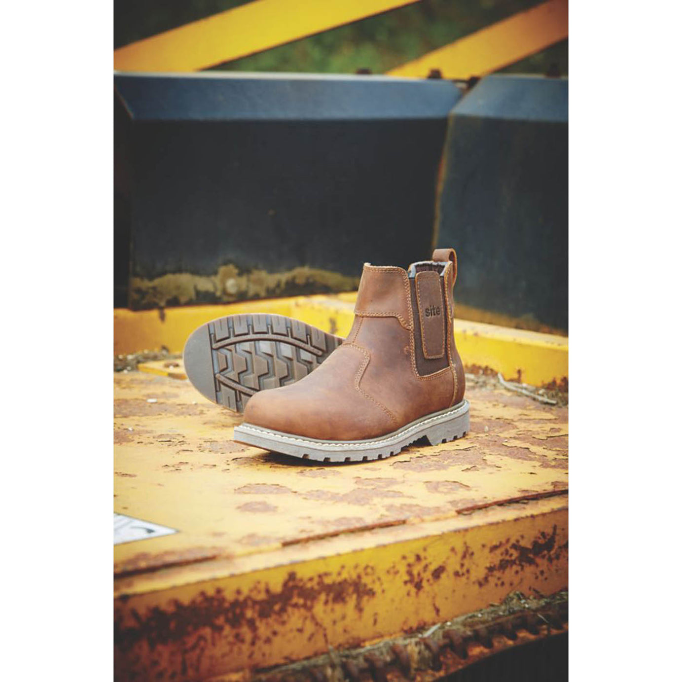 Site Safety Dealer Boots Mens Wide Fit Brown Leather Work Shoes Steel Toe Size 7 - Image 2