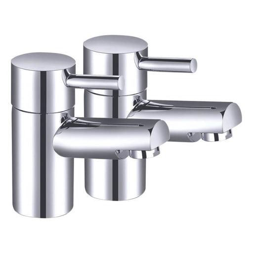 Bathroom Basin Pillar Taps Pair Polished Chrome Lever Contemporary Deck-Mounted - Image 1