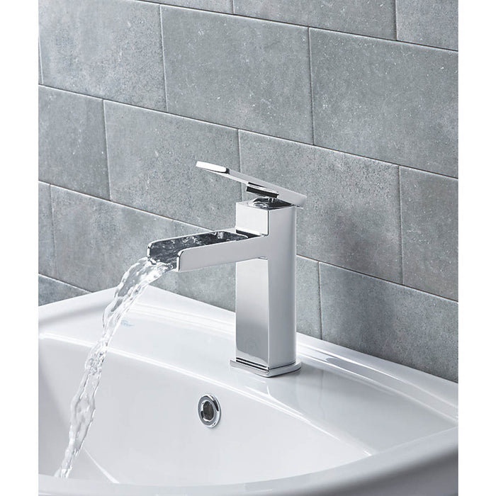 Watersmith Basin Mono Mixer Tap Single Lever Niagara Waterfall Clicker Waste - Image 4