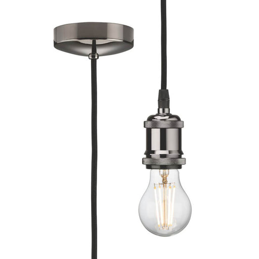 Pendant Set Light Fitting Lamp Holder Vintage 1.8m ES Black Nickel Gloss 3 1/2" - Image 1