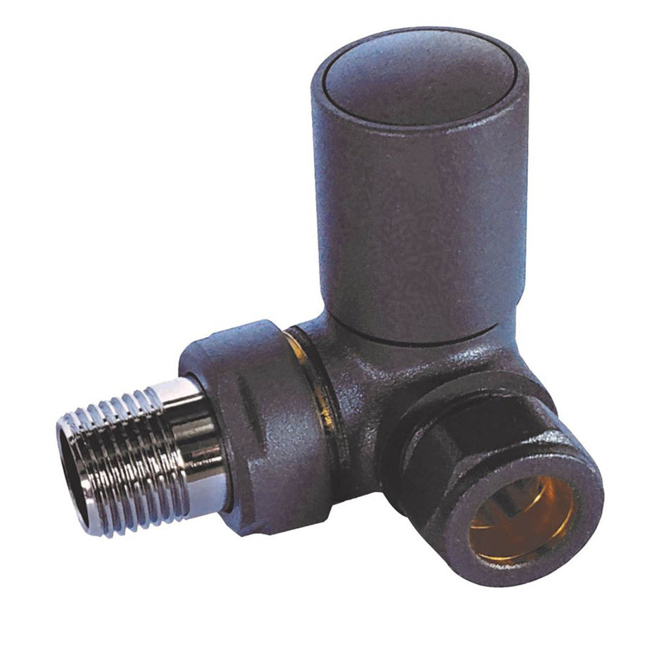 Towelrads Designer Radiator Valve Angled Anthracite Manual 15mm x 1/2" 2 Pack - Image 1