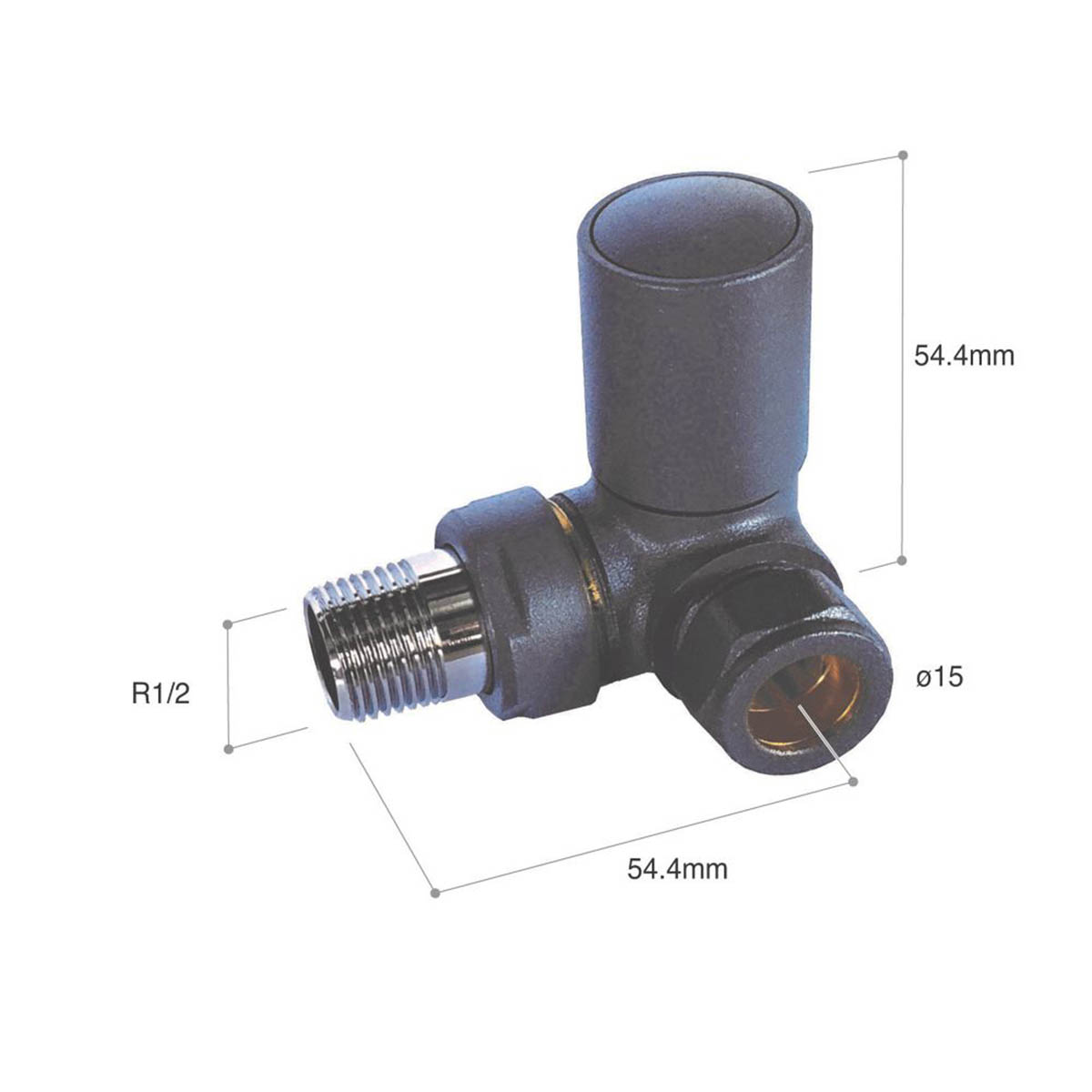 Towelrads Designer Radiator Valve Angled Anthracite Manual 15mm x 1/2" 2 Pack - Image 2