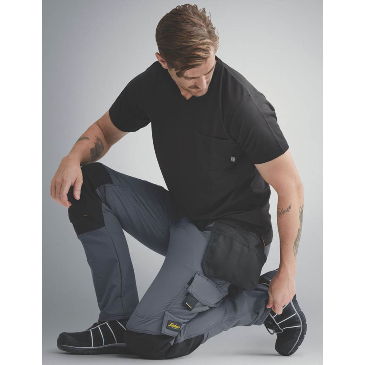 Snickers Mens Work Trousers Full Stretch Slim Fit Steel Grey Black 36" W 32" L - Image 6