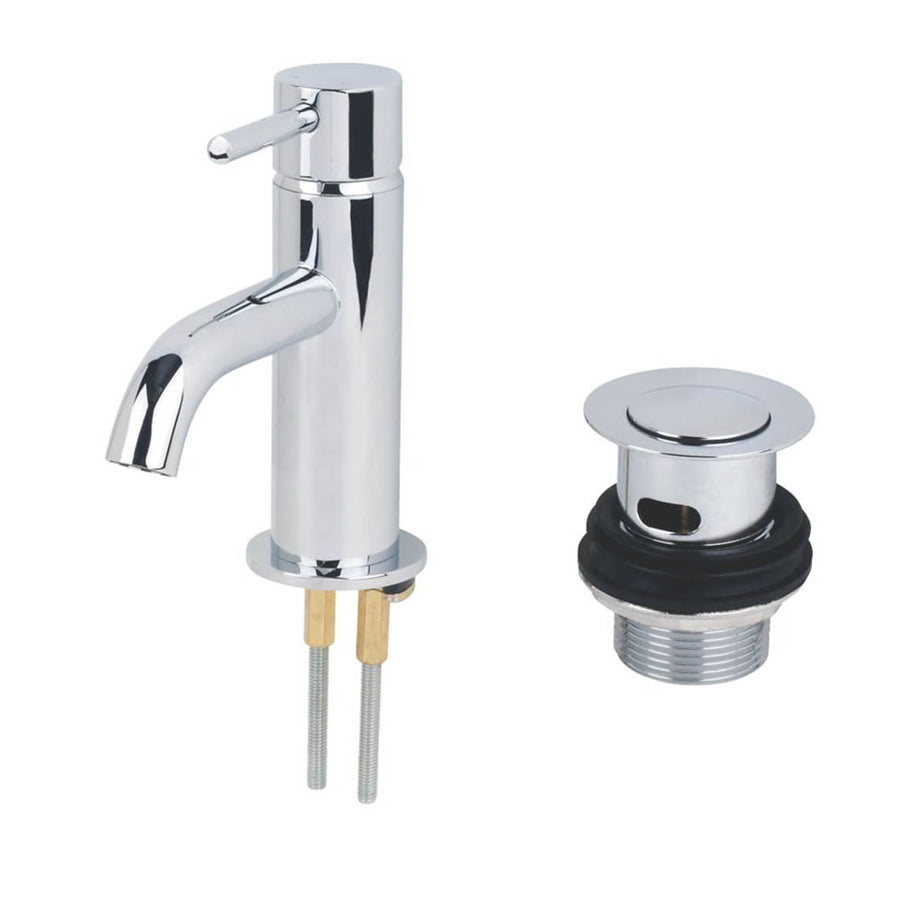 Bathroom Basin Mini Tap Mono Mixer Chrome Single Lever Clicker Waste Modern - Image 1