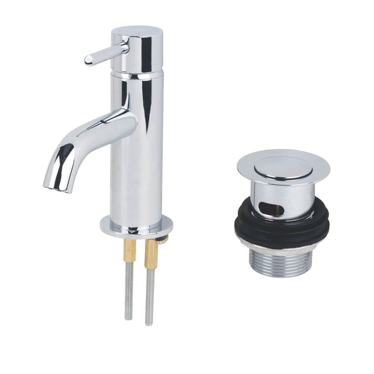 Swirl Bathroom Basin Tap Mini Mono Mixer Chrome Single Lever Clicker Waste - Image 2