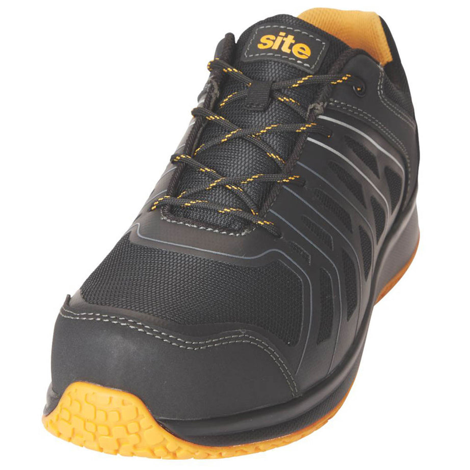 Site Safety Trainers Composite Toe Cap Black Grey Breathable Lightweight Size 9 - Image 1