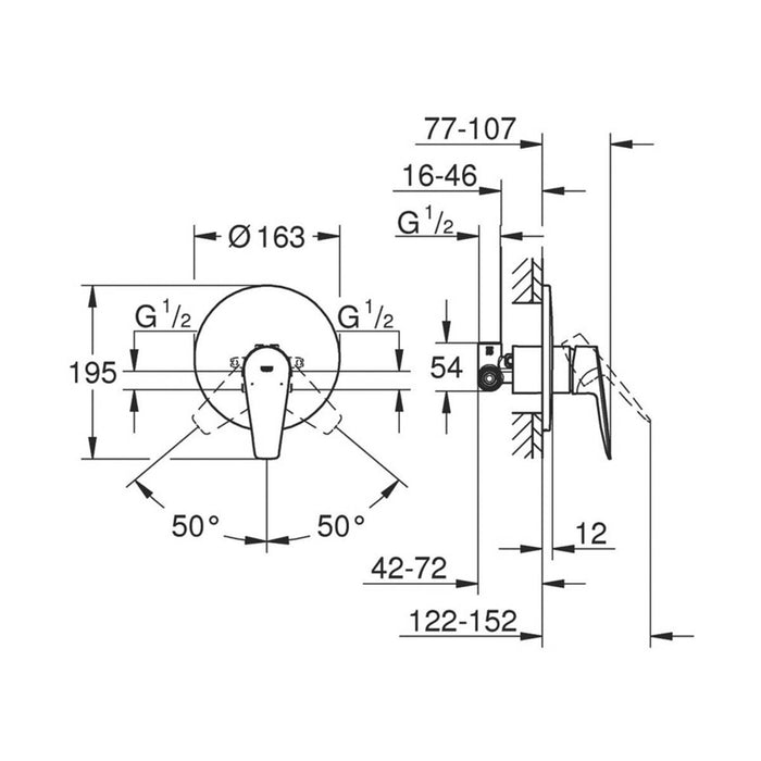 Grohe Shower Valve Single Lever Mixer Concealed Brass StarLight Chrome - Image 3