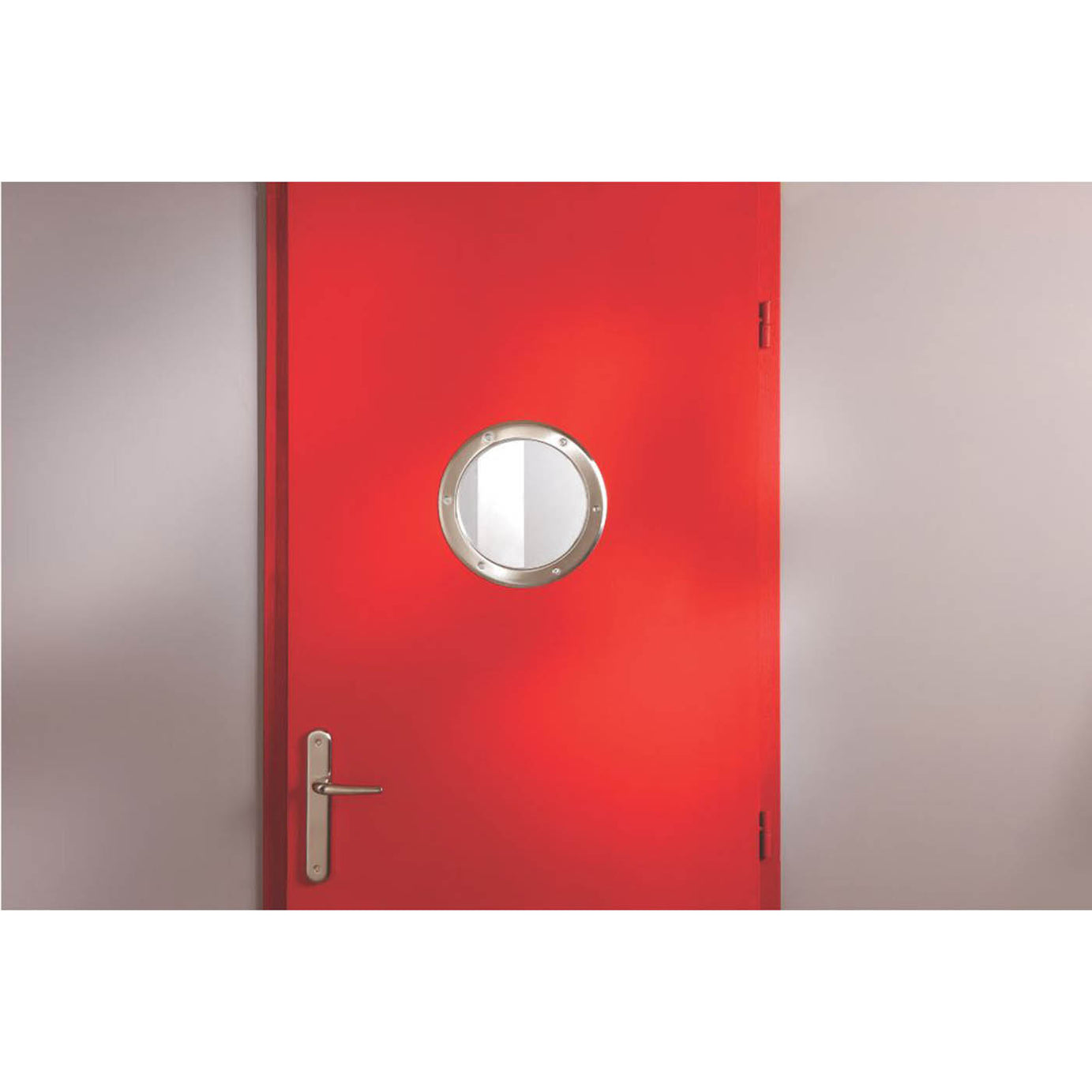 Mottez Porthole Vision Panel For Doors Round Brushed Polished Steel 390mm - Image 3