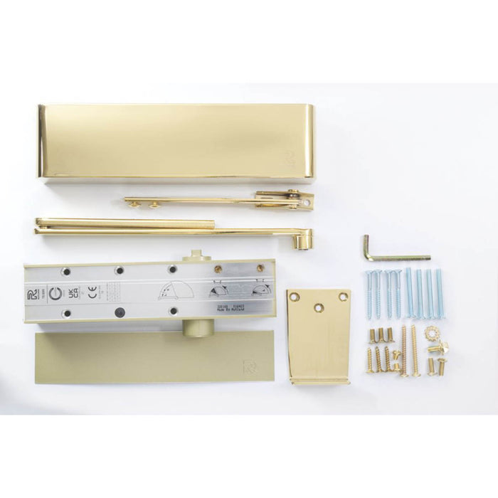 Overhead Door Closer Fire Rated Polished Brass Adjustable Universal Fitting - Image 2