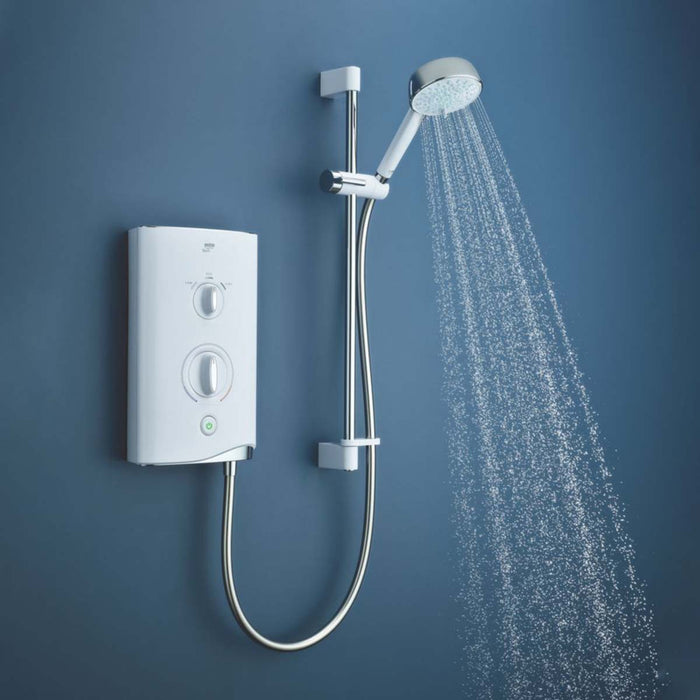 Mira Electric Shower White Chrome Round 4-Spray Pattern Shower Head Contemporary - Image 2