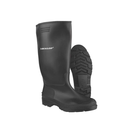 Dunlop Non Safety Wellies Mens Wide Fit Black Waterproof Metal Free Size 7 - Image 1
