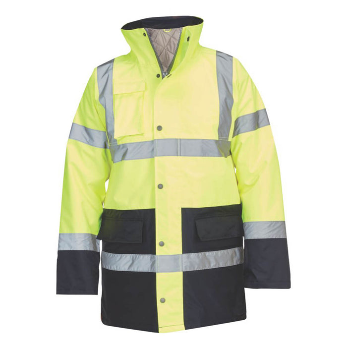 Hi-Vis Traffic Jacket Yellow Blue Waterproof Reflective Zip Medium 51" Chest - Image 2