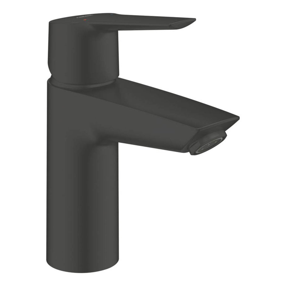 Grohe Basin Mixer Tap Matt Black 165mm Single Lever Mono With Clicker Waste - Image 1