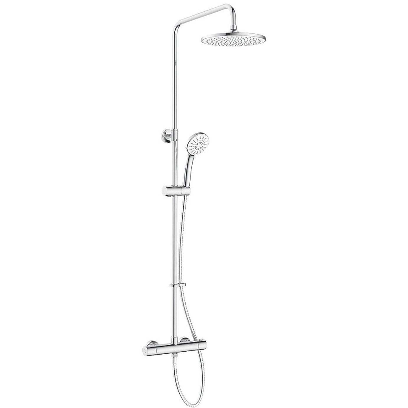 Thermostatic Mixer Shower Exposed Chrome 3 Spray Pattern Round Twin Head - Image 1