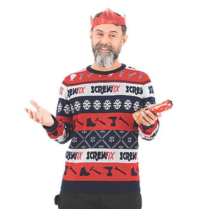 Site Screwfix Mens Christmas Jumper Multi Colour Festive Acrylic XL 48" Chest - Image 3