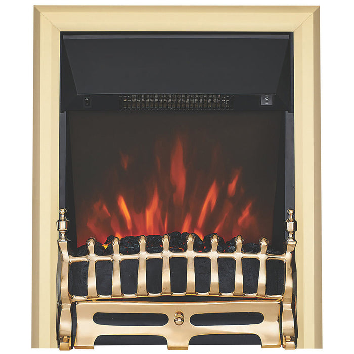 Focal Point Electric Fire Fully Inset Or Semi-Recessed Bleinhem Brass Remote - Image 1