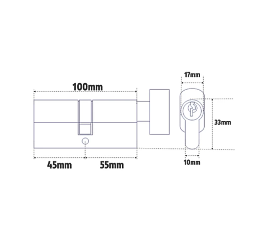 Cisa Euro 10-Pin Cylinder Thumbturn Steel Astral S Series 45/55mm Nickel-Plated - Image 2