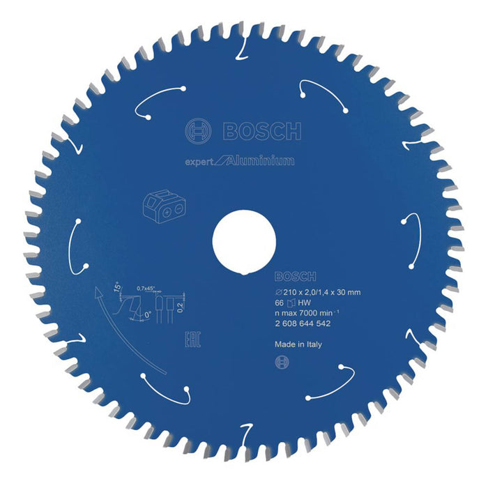 Bosch Circular Saw Blade Expert Extra Fine Cut 66T Aluminium Plastic 210x30mm - Image 1