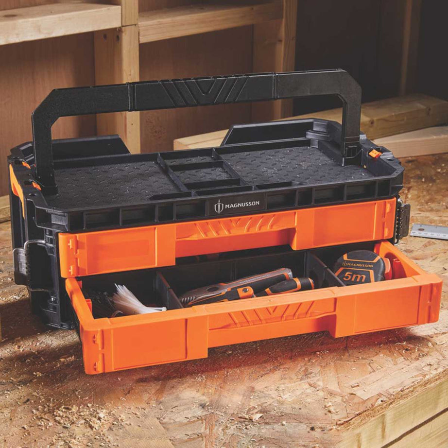 Magnusson 2 Drawers Tool Box Stackable Carrying Handles Water-Resistant 21.34" - Image 3