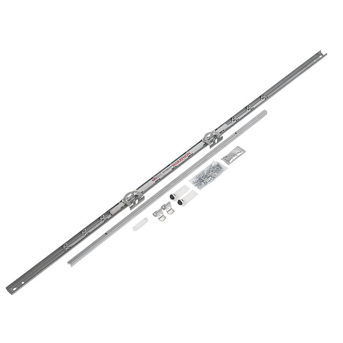 Sliding Door Track Rail System Kit Hardware Durable Top Hung Silver 147.3cm - Image 1