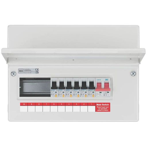 British General Consumer Unit Fuse Box 6 Way Populated Steel 12 Module RCD 230V - Image 1