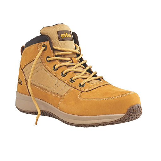 Safety Trainer Boot Mens Wide Fit Wheat Leather Steel Toe Lightweight Size 7 - Image 1