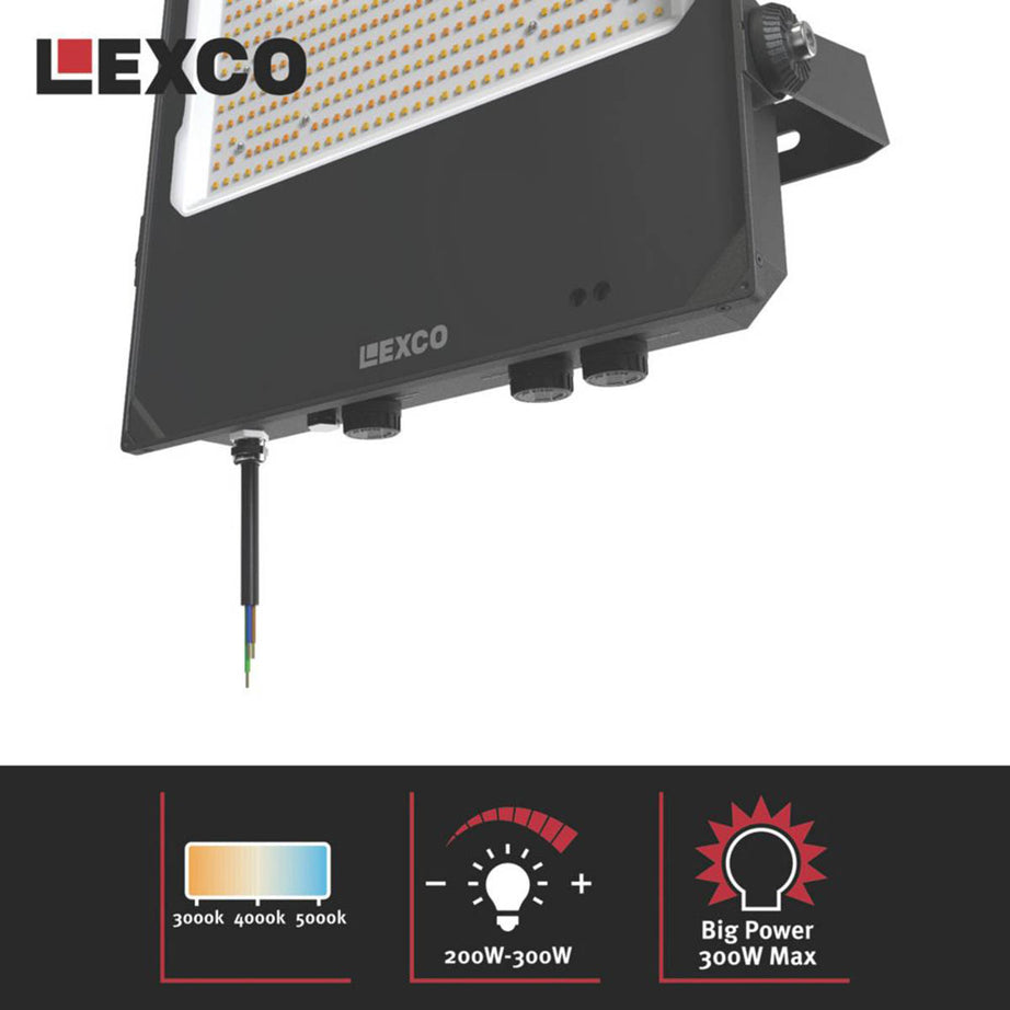 LED Floodlight With Photocell Black IP65 Outdoor Security Garden Light  300W - Image 4