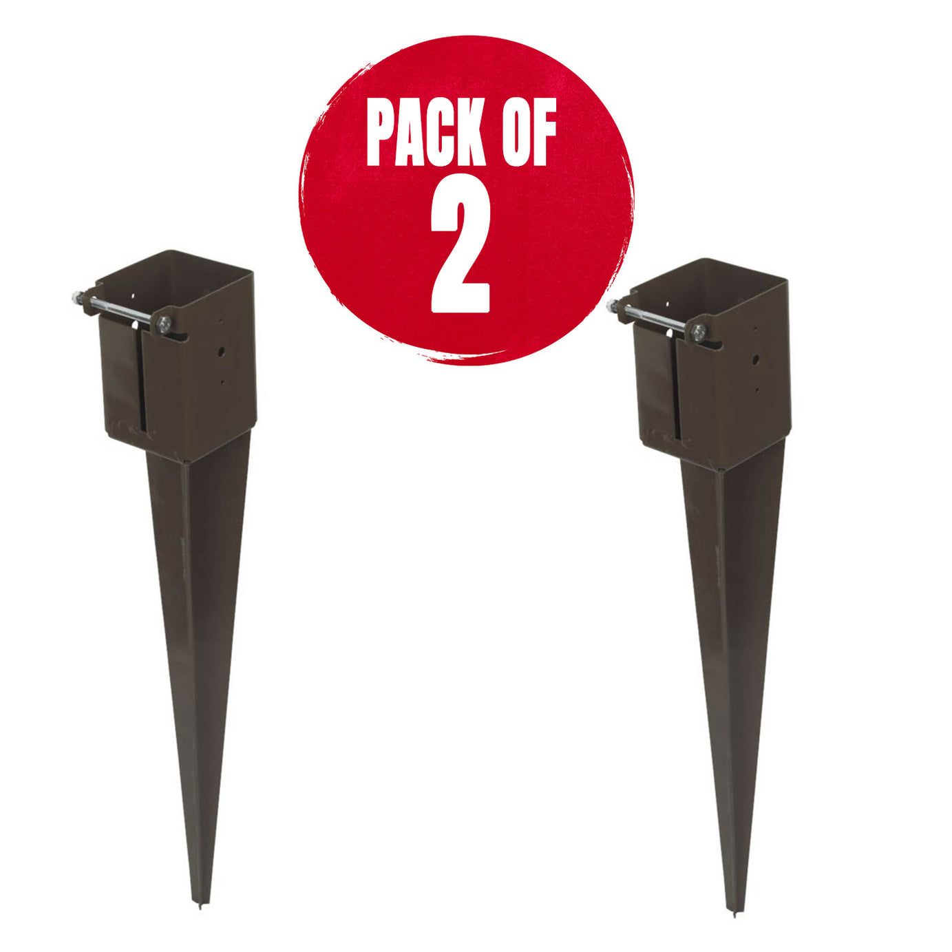 Sabrefix Fence Post Spike 100x100mm Mild Steel Galvanised Powder-coated 2 Pack - Image 1