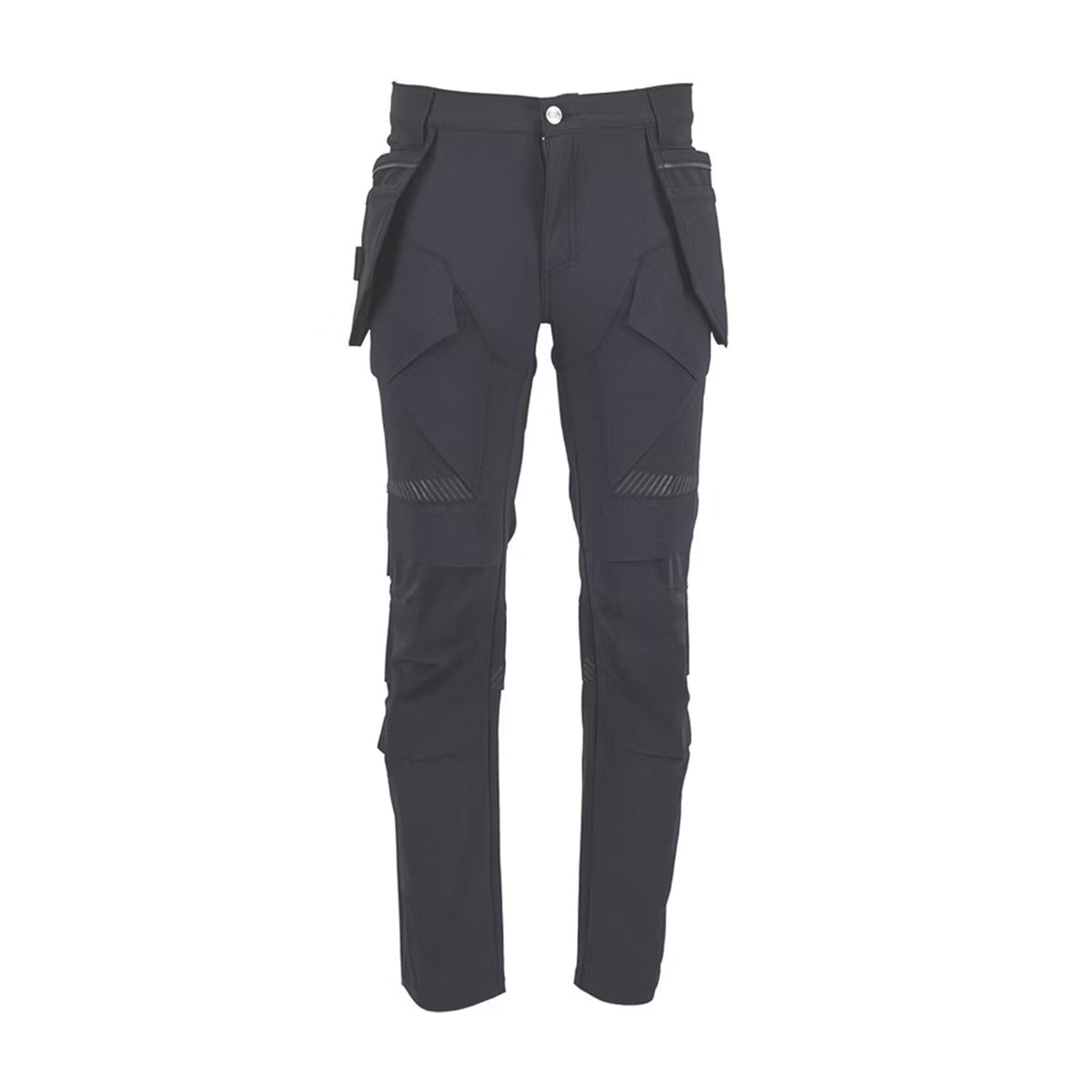Site Work Trousers Mens Slim Fit Black Stretch Breathable Multi Pockets 36W 34L - Image 1