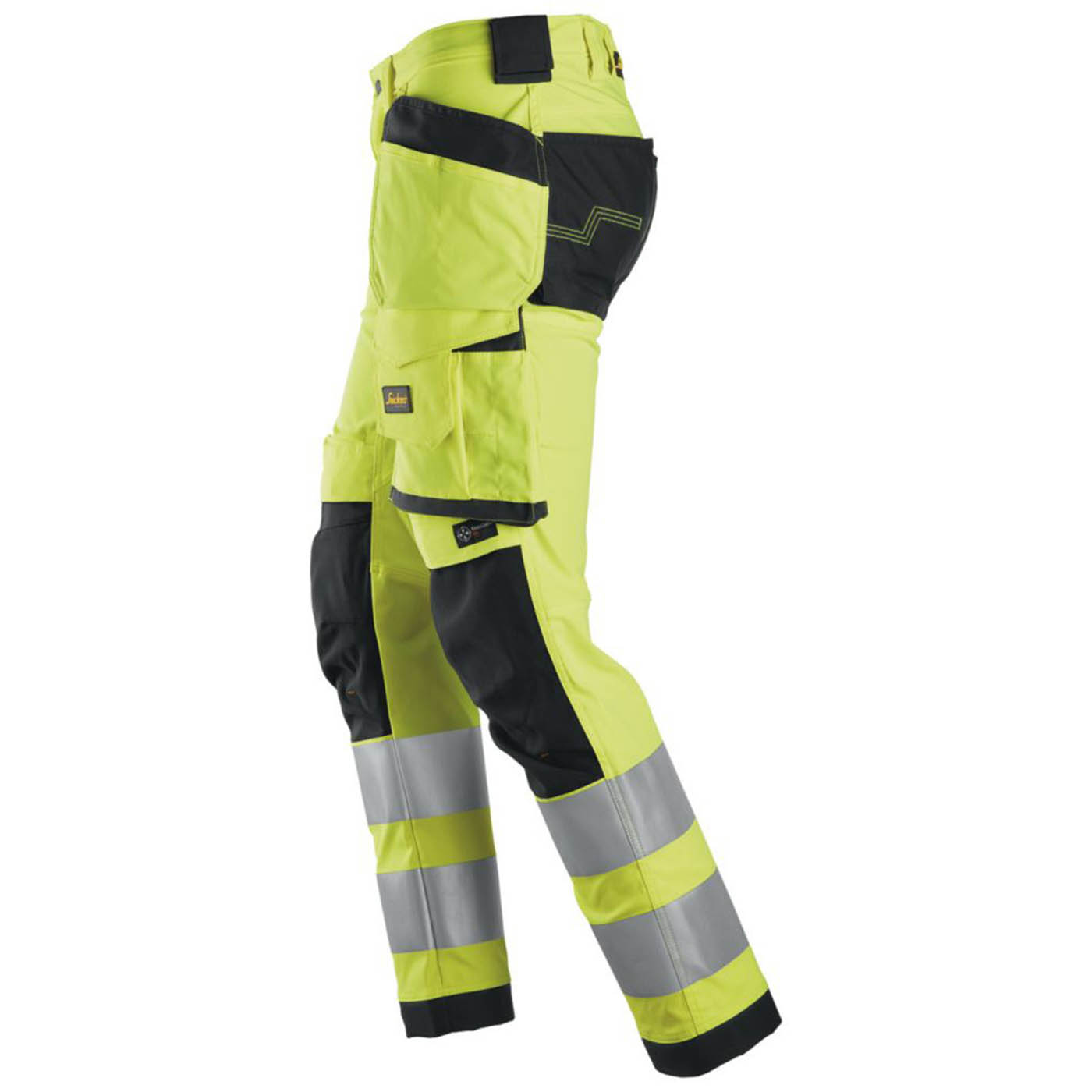 Snickers Hi-Vis Work Trousers Mens Slim Fit Yellow Multi Pockets Cargo 31W 32L - Image 3