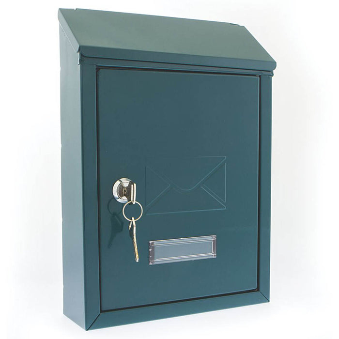 Burg-Wachter Post Box Green Steel Nameplate Lockable 2 Keys Mailbox Wall Mounted - Image 1