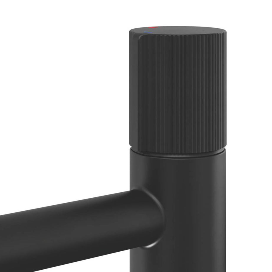 Swirl Basin Mixer Tap Mono Matt Black Brass Round With Clicker Waste 192.6mm - Image 6