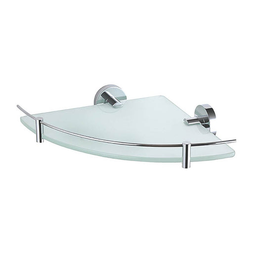 Corner Shelf Chrome Brass Glass Bathroom Shower Rack Organiser Modern Easy Fit - Image 1