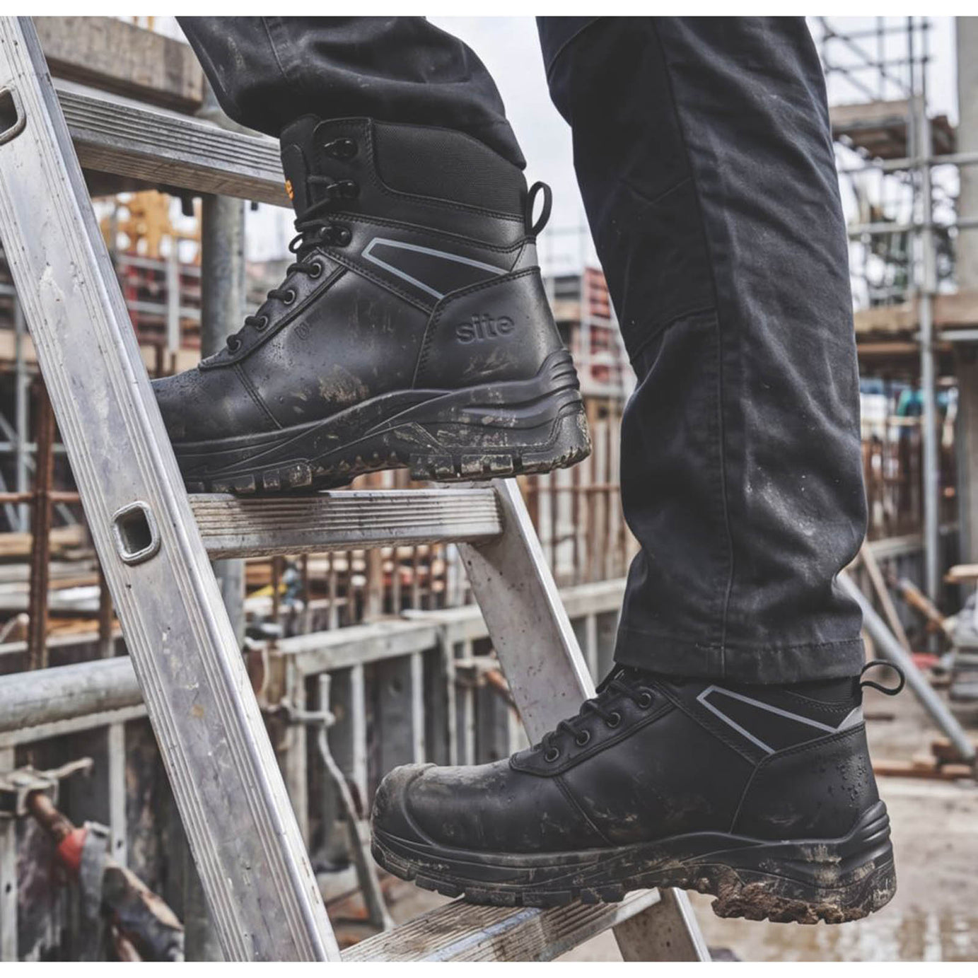 Site Safety Boots Mens Wide Fit Black Waterproof Work Shoes Steel Toe Size 9 - Image 2