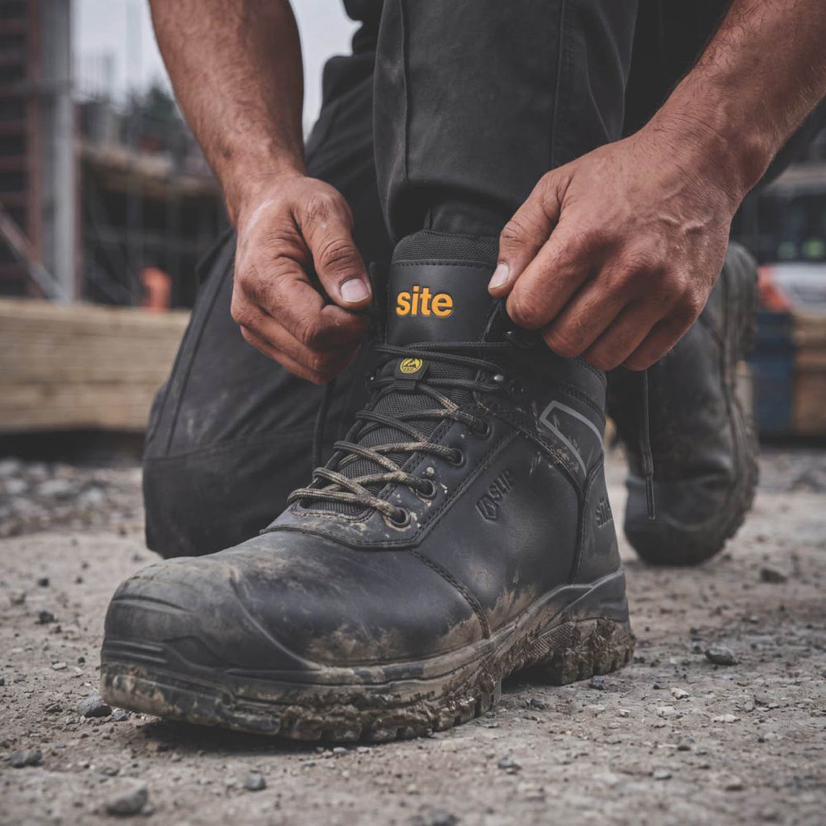 Site Safety Boots Mens Wide Fit Black Waterproof Work Shoes Steel Toe Size 9 - Image 4