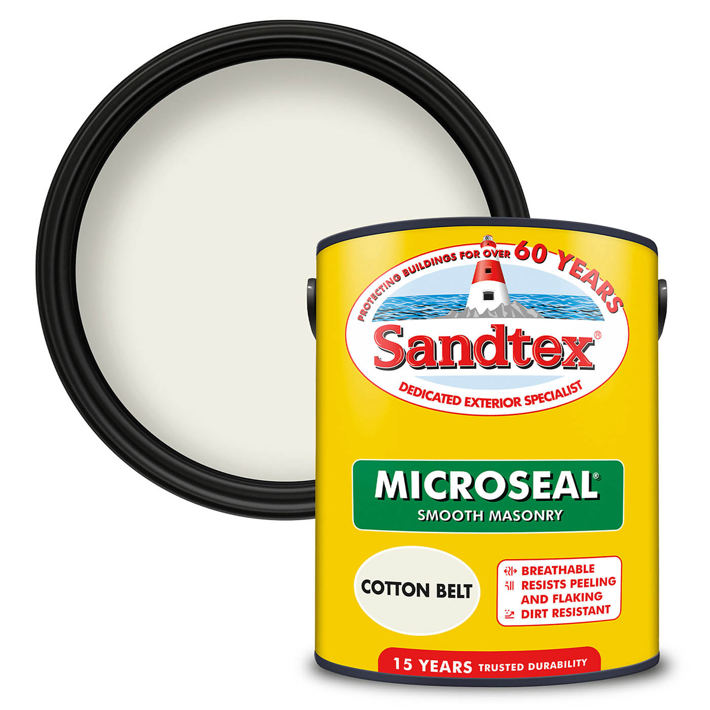 Sandtex Masonry Paint Cotton Belt Exterior Weatherproof Matt Water-Based 5L - Image 1